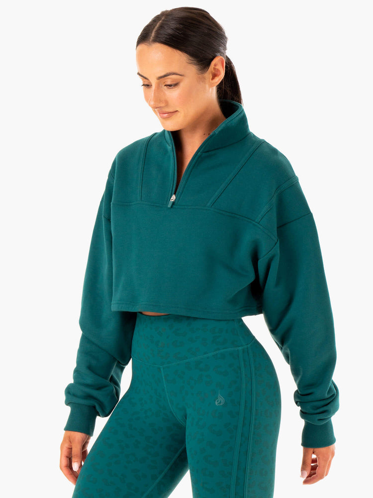 Suéteres Ryderwear Evolution Half Zip Mujer Turquesa | OCJYD2413