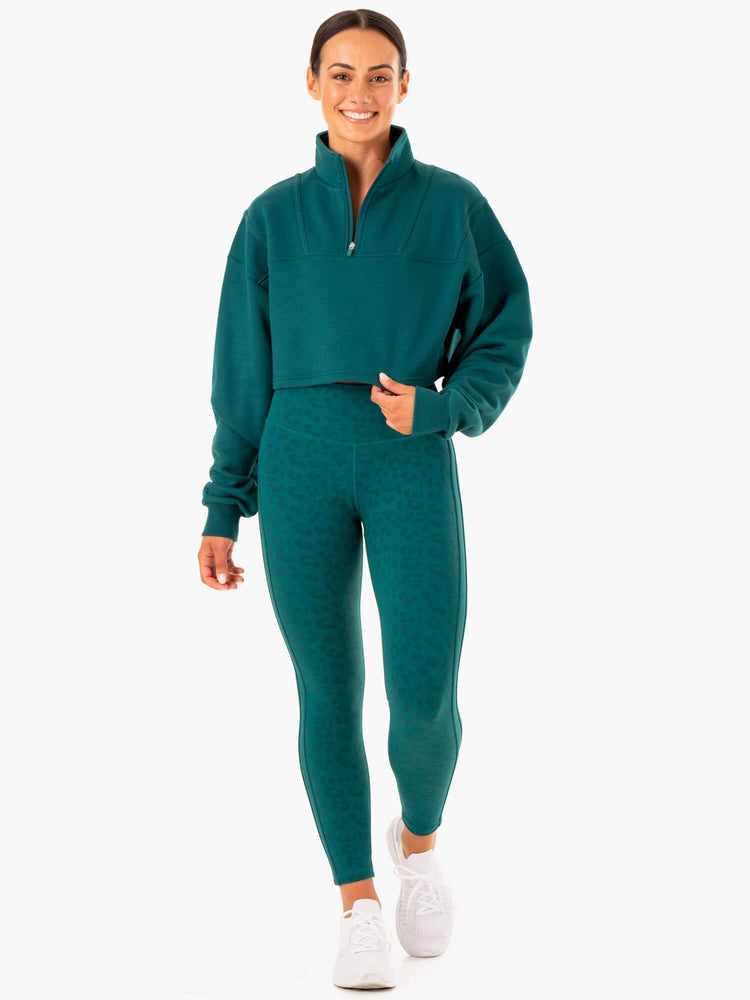 Suéteres Ryderwear Evolution Half Zip Mujer Turquesa | OCJYD2413