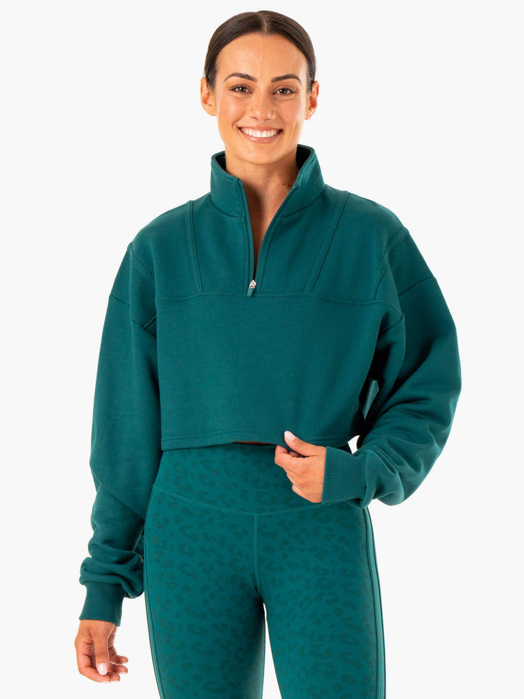 Suéteres Ryderwear Evolution Half Zip Mujer Turquesa | OCJYD2413