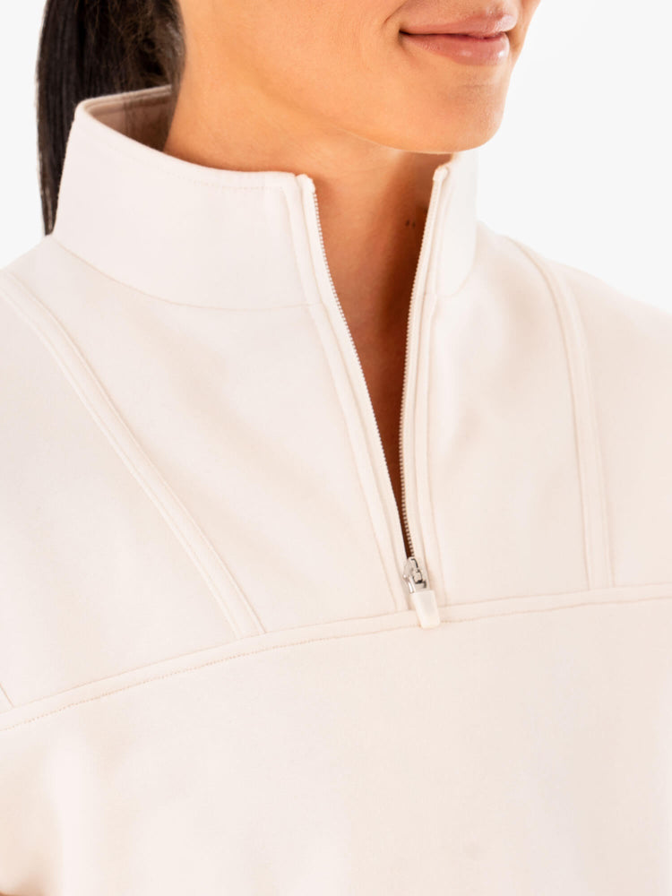 Suéteres Ryderwear Evolution Half Zip Mujer Blancos | TDFVS5801