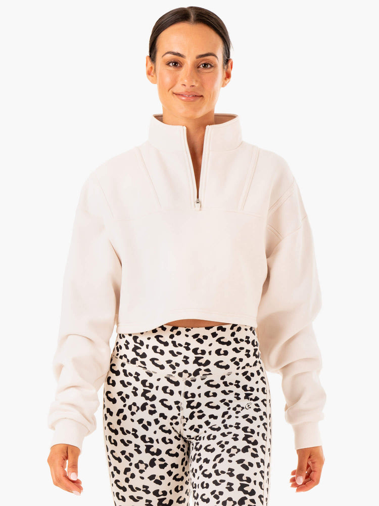 Suéteres Ryderwear Evolution Half Zip Mujer Blancos | TDFVS5801