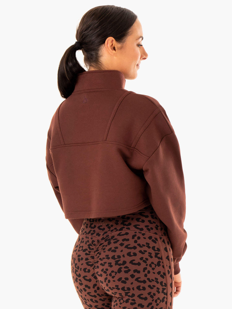 Suéteres Ryderwear Evolution Half Zip Mujer Chocolate | THJFB7096