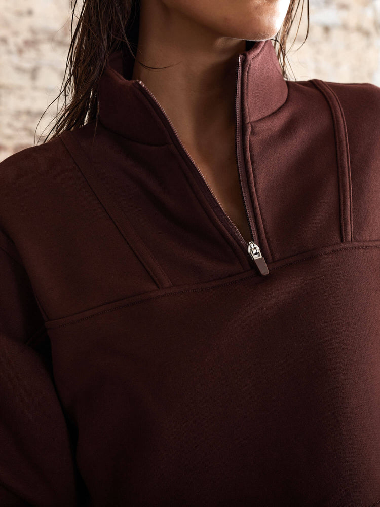 Suéteres Ryderwear Evolution Half Zip Mujer Chocolate | THJFB7096