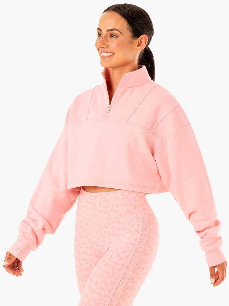 Suéteres Ryderwear Evolution Half Zip Mujer Rosas | VYDWR0745