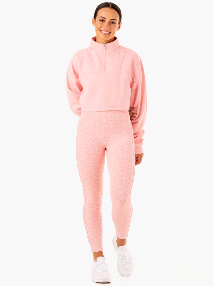 Suéteres Ryderwear Evolution Half Zip Mujer Rosas | VYDWR0745