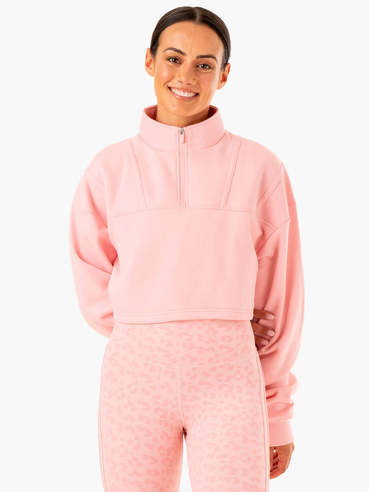 Suéteres Ryderwear Evolution Half Zip Mujer Rosas | VYDWR0745