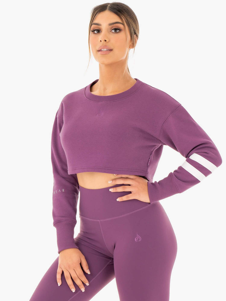 Suéteres Ryderwear Motion Cropped Mujer Morados | KMRPI2740