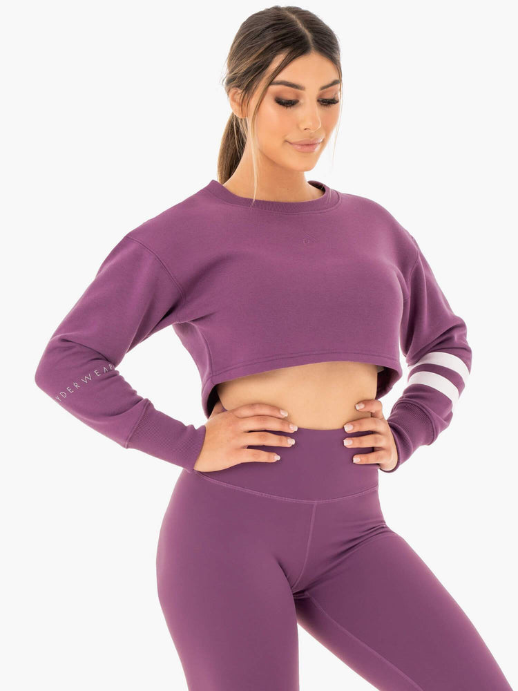 Suéteres Ryderwear Motion Cropped Mujer Morados | KMRPI2740