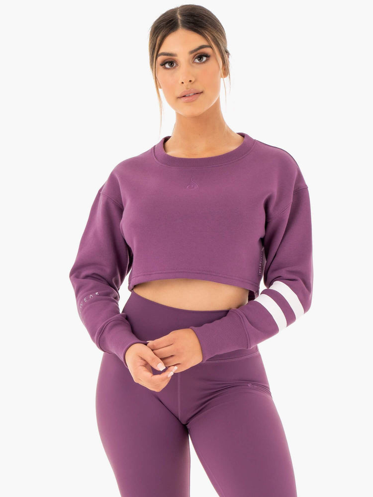 Suéteres Ryderwear Motion Cropped Mujer Morados | KMRPI2740