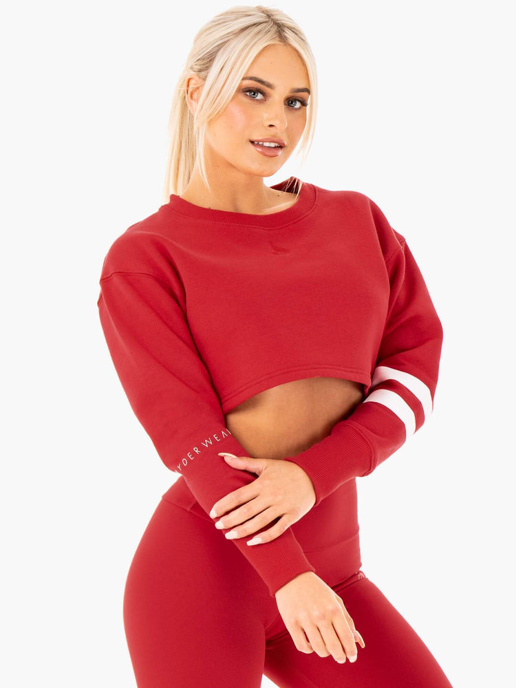 Suéteres Ryderwear Motion Cropped Mujer Rojos | RNZTX5084
