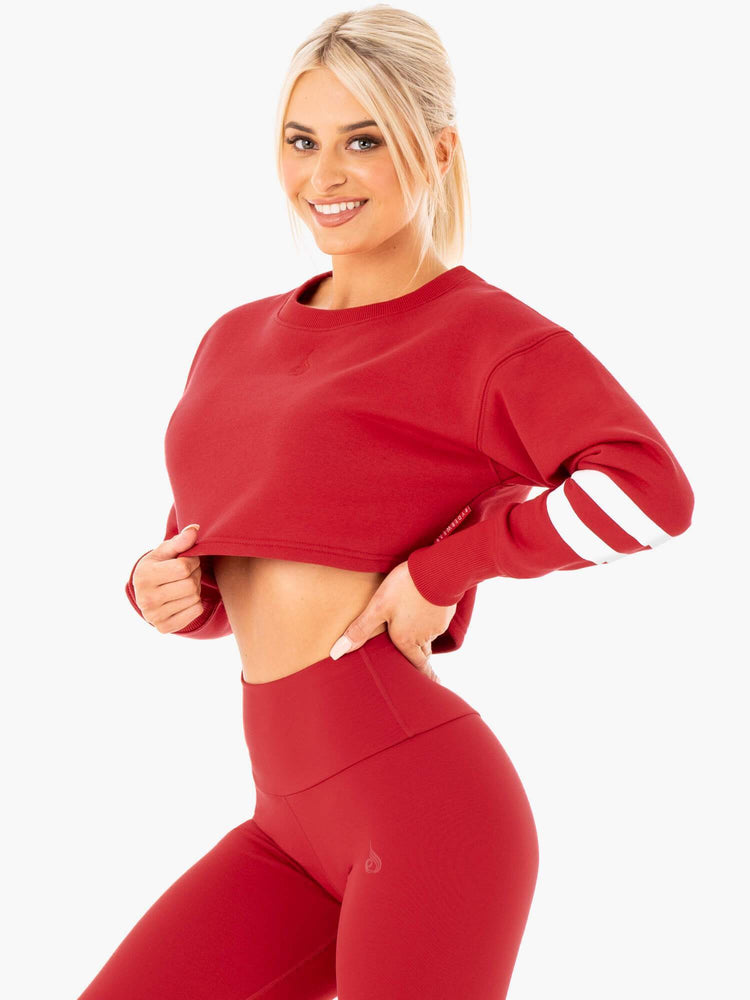 Suéteres Ryderwear Motion Cropped Mujer Rojos | RNZTX5084
