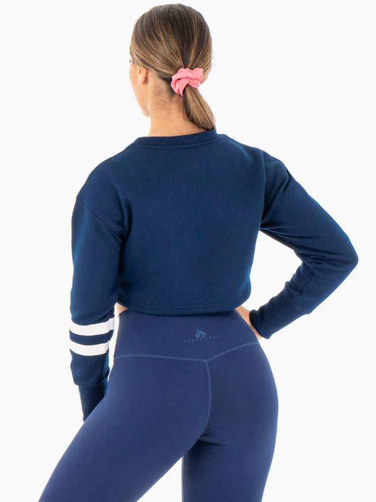 Suéteres Ryderwear Motion Cropped Mujer Azul Marino | WQOHP8103