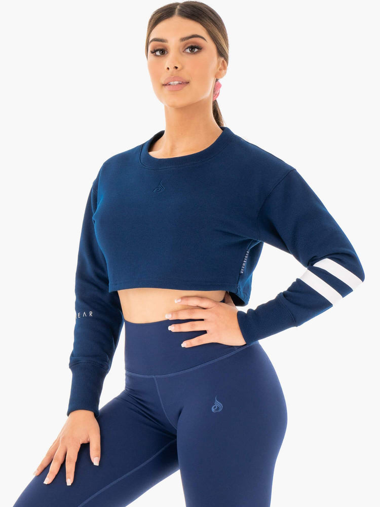Suéteres Ryderwear Motion Cropped Mujer Azul Marino | WQOHP8103