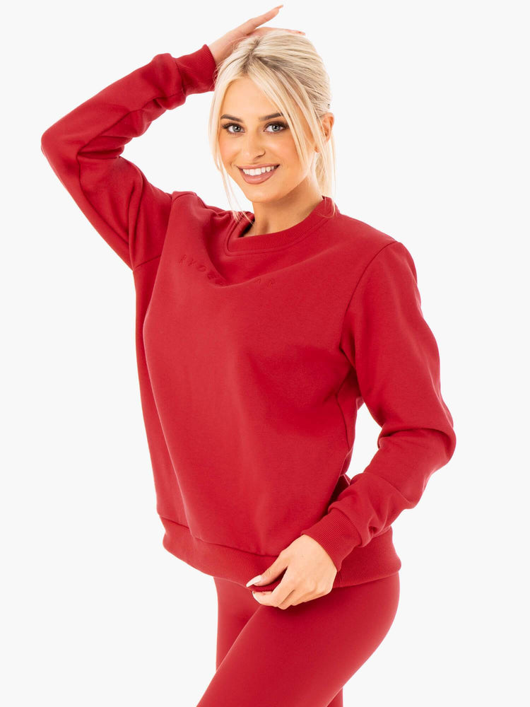 Suéteres Ryderwear Motion Oversized Mujer Rojos | KHLDE1894
