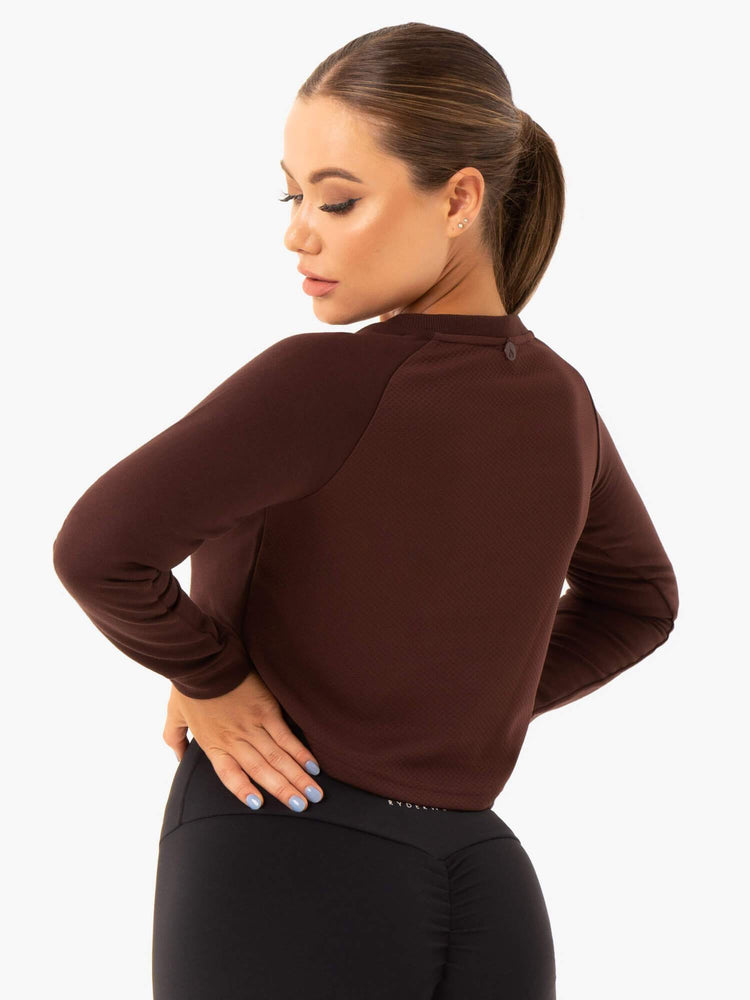 Suéteres Ryderwear Staples Cropped Mujer Chocolate | DPXMQ5082