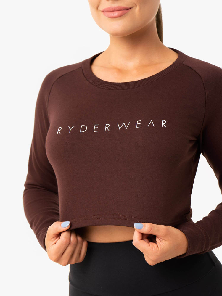 Suéteres Ryderwear Staples Cropped Mujer Chocolate | DPXMQ5082