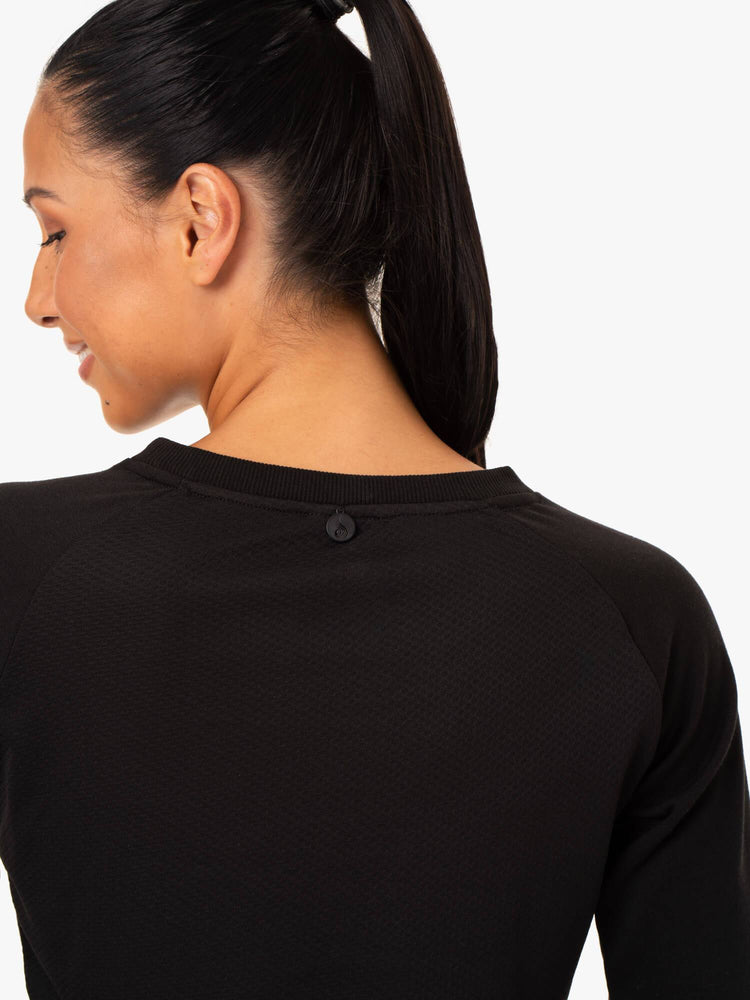 Suéteres Ryderwear Staples Cropped Mujer Negros | HAUFO1703