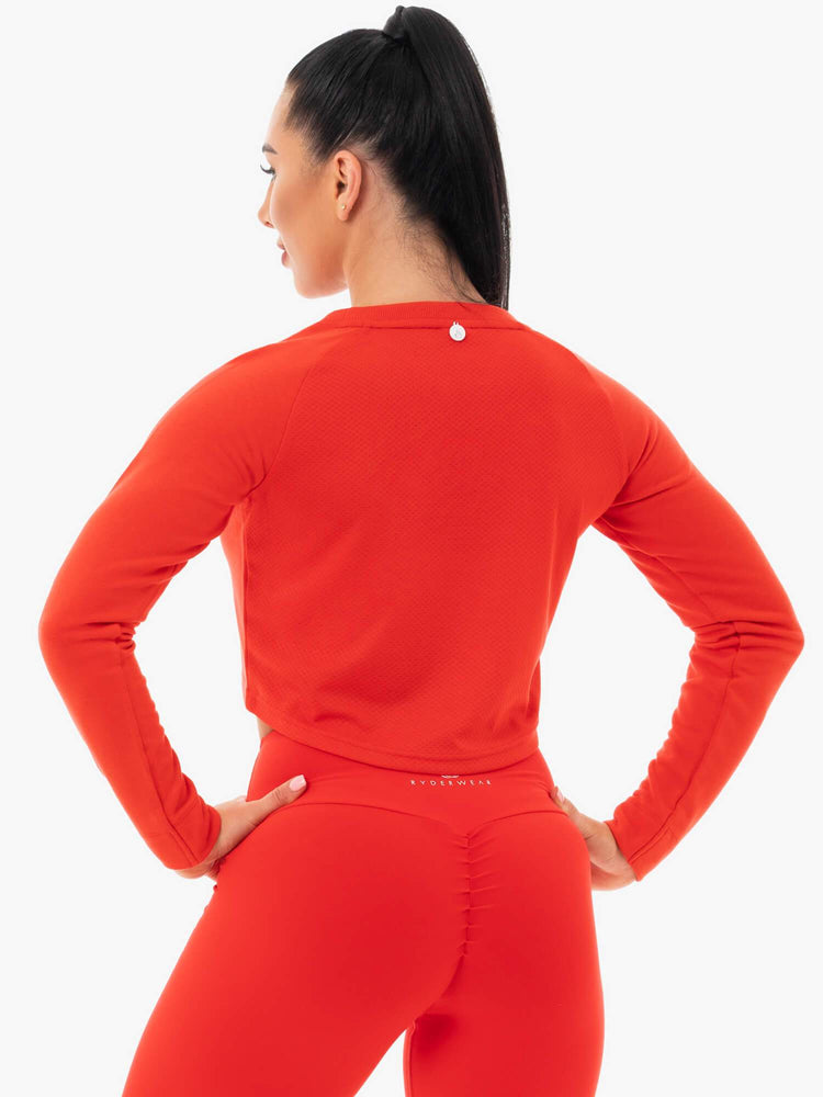 Suéteres Ryderwear Staples Cropped Mujer Rojos | HLYIQ3690
