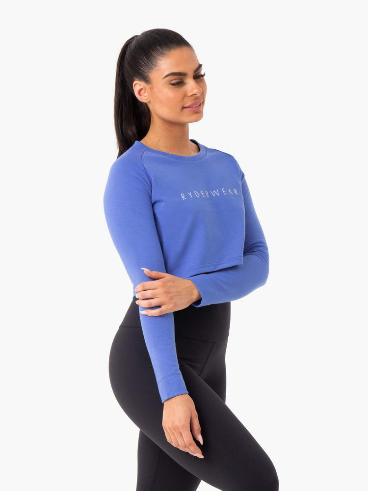 Suéteres Ryderwear Staples Cropped Mujer Azules | KSXMB6709