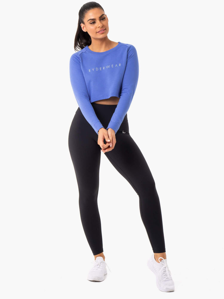 Suéteres Ryderwear Staples Cropped Mujer Azules | KSXMB6709