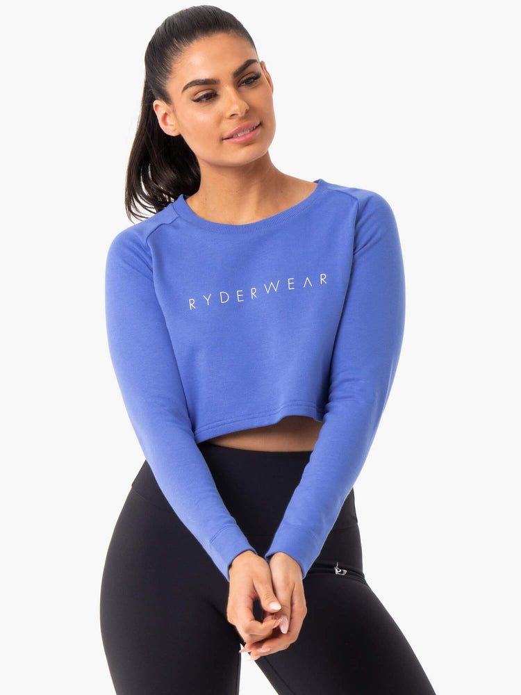 Suéteres Ryderwear Staples Cropped Mujer Azules | KSXMB6709