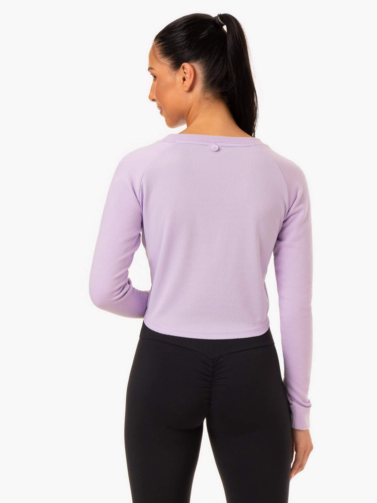 Suéteres Ryderwear Staples Cropped Mujer Morados | LRAEY7380