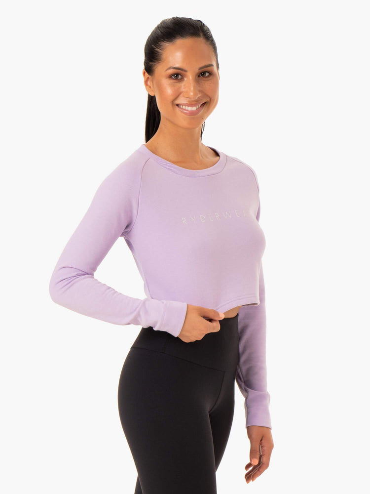 Suéteres Ryderwear Staples Cropped Mujer Morados | LRAEY7380