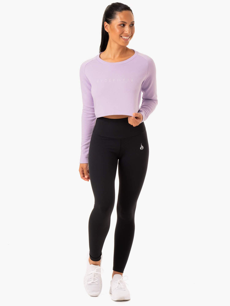 Suéteres Ryderwear Staples Cropped Mujer Morados | LRAEY7380