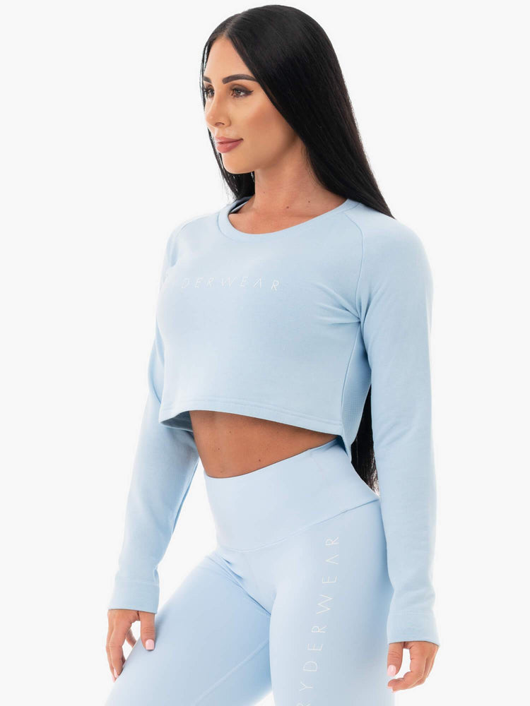 Suéteres Ryderwear Staples Cropped Mujer Azules | NBKAH2301