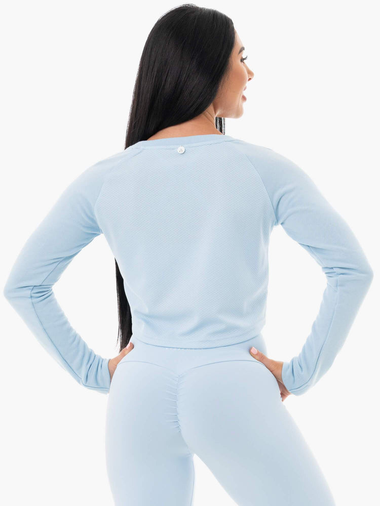Suéteres Ryderwear Staples Cropped Mujer Azules | NBKAH2301