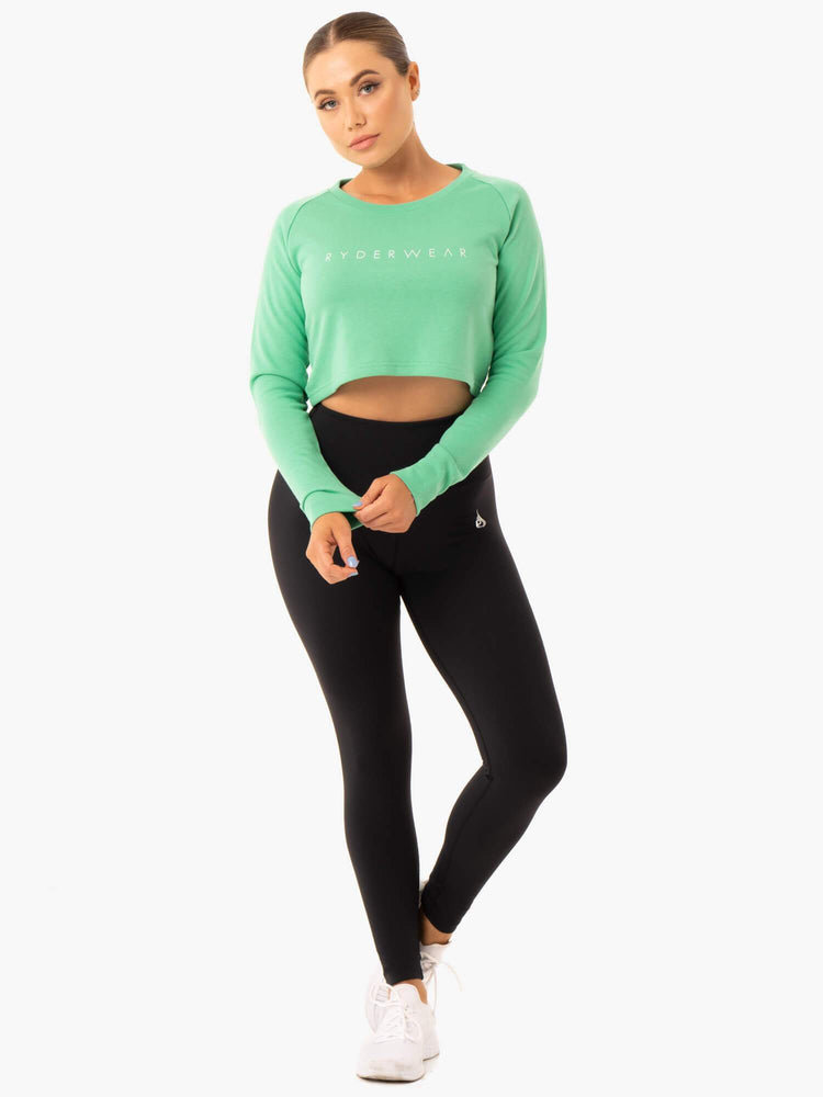 Suéteres Ryderwear Staples Cropped Mujer Verdes | ONESI6371