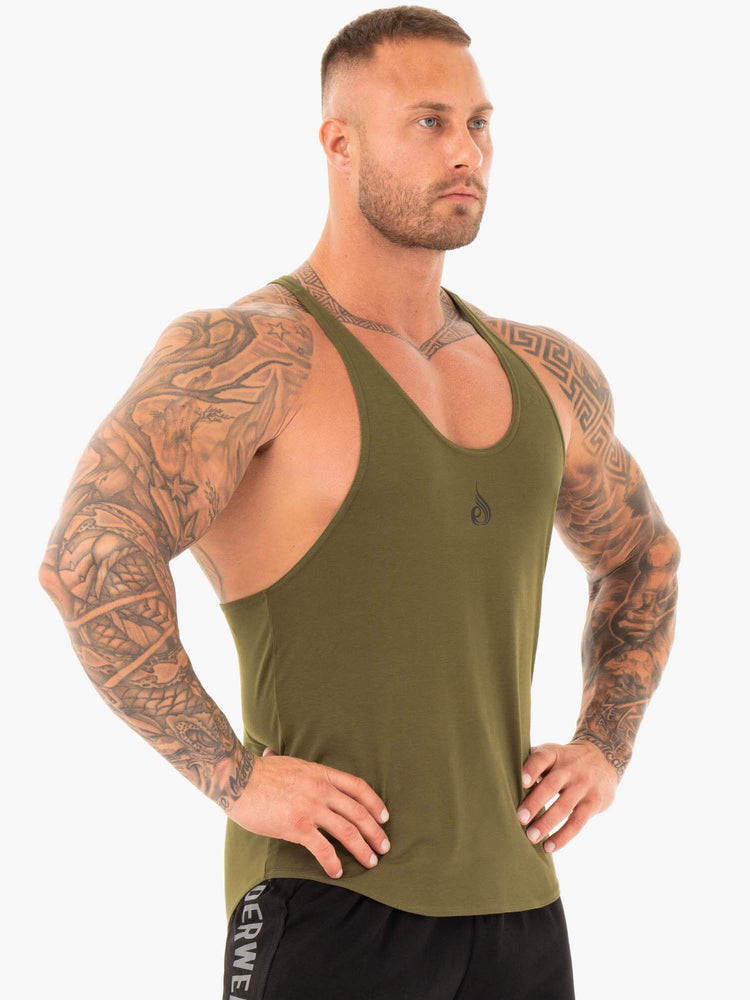 Tank Top Ryderwear Active T-Back Hombre Kaki | LMBQG1937