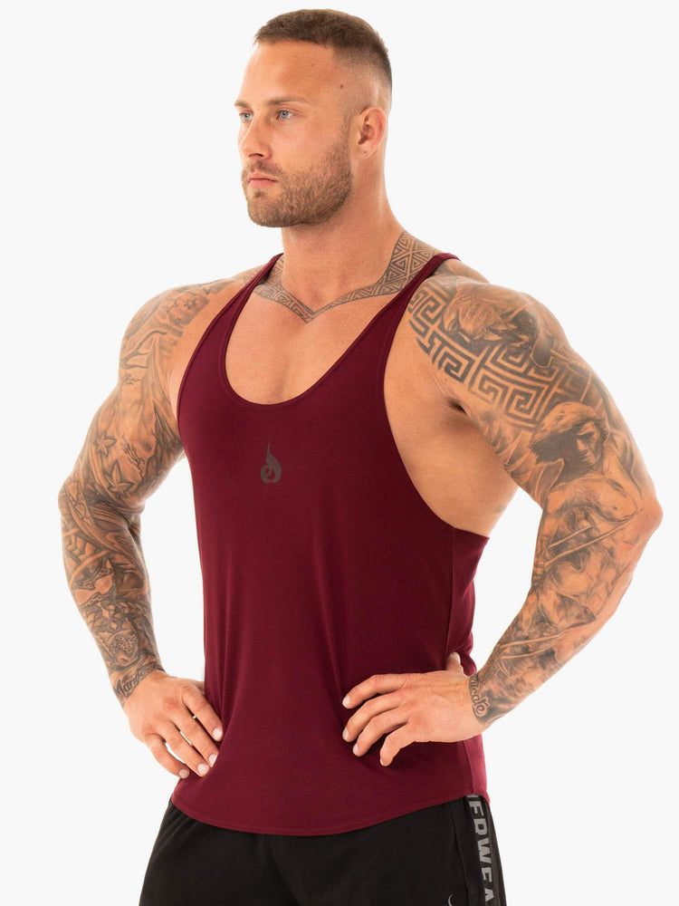 Tank Top Ryderwear Active T-Back Hombre Vino | NLMRV7803