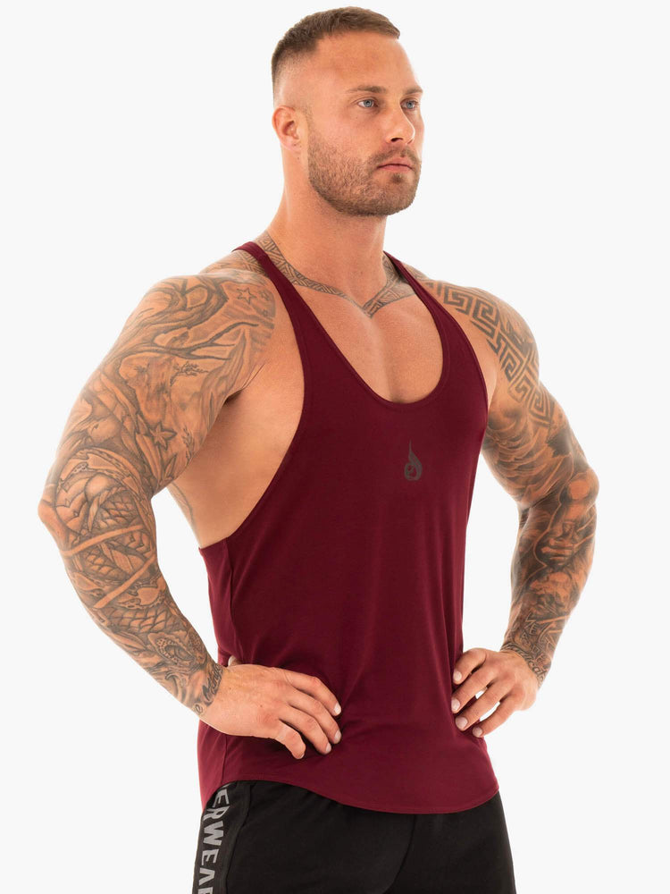 Tank Top Ryderwear Active T-Back Hombre Vino | NLMRV7803