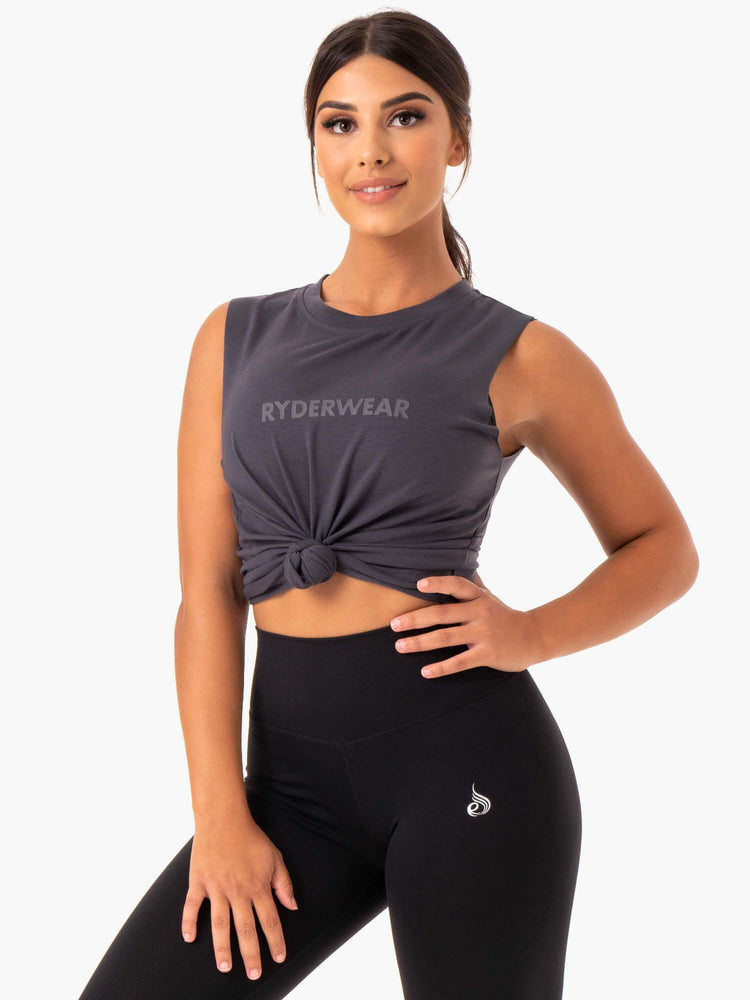 Tank Top Ryderwear Base Regular Cut Mujer Grises | KOMEL3086