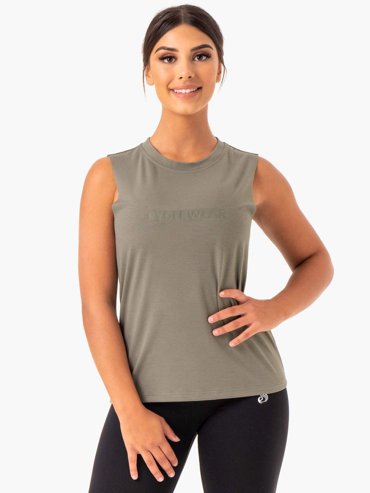 Tank Top Ryderwear Base Regular Cut Mujer Kaki | XMVUQ8291
