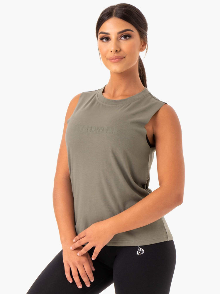 Tank Top Ryderwear Base Regular Cut Mujer Kaki | XMVUQ8291