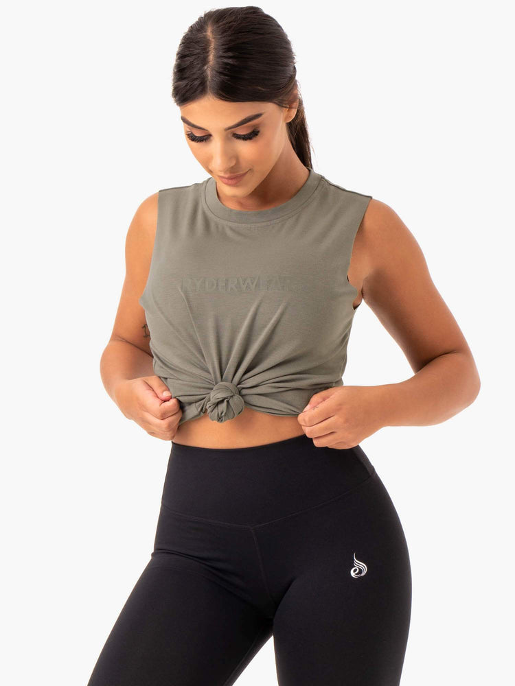 Tank Top Ryderwear Base Regular Cut Mujer Kaki | XMVUQ8291