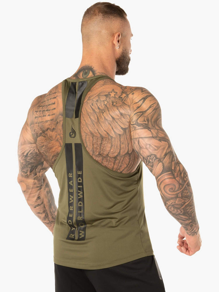 Tank Top Ryderwear Evo T-Back Stringer Hombre Kaki | WUXBG4560