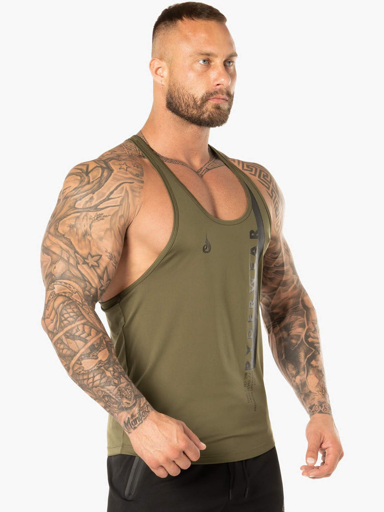 Tank Top Ryderwear Evo T-Back Stringer Hombre Kaki | WUXBG4560