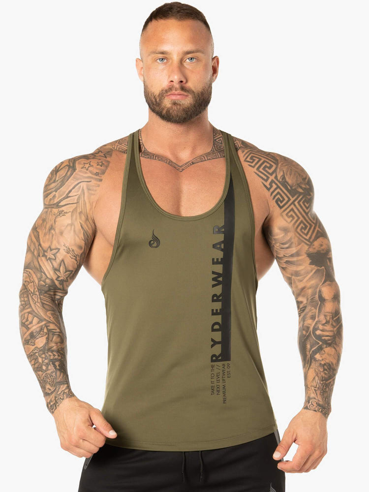 Tank Top Ryderwear Evo T-Back Stringer Hombre Kaki | WUXBG4560