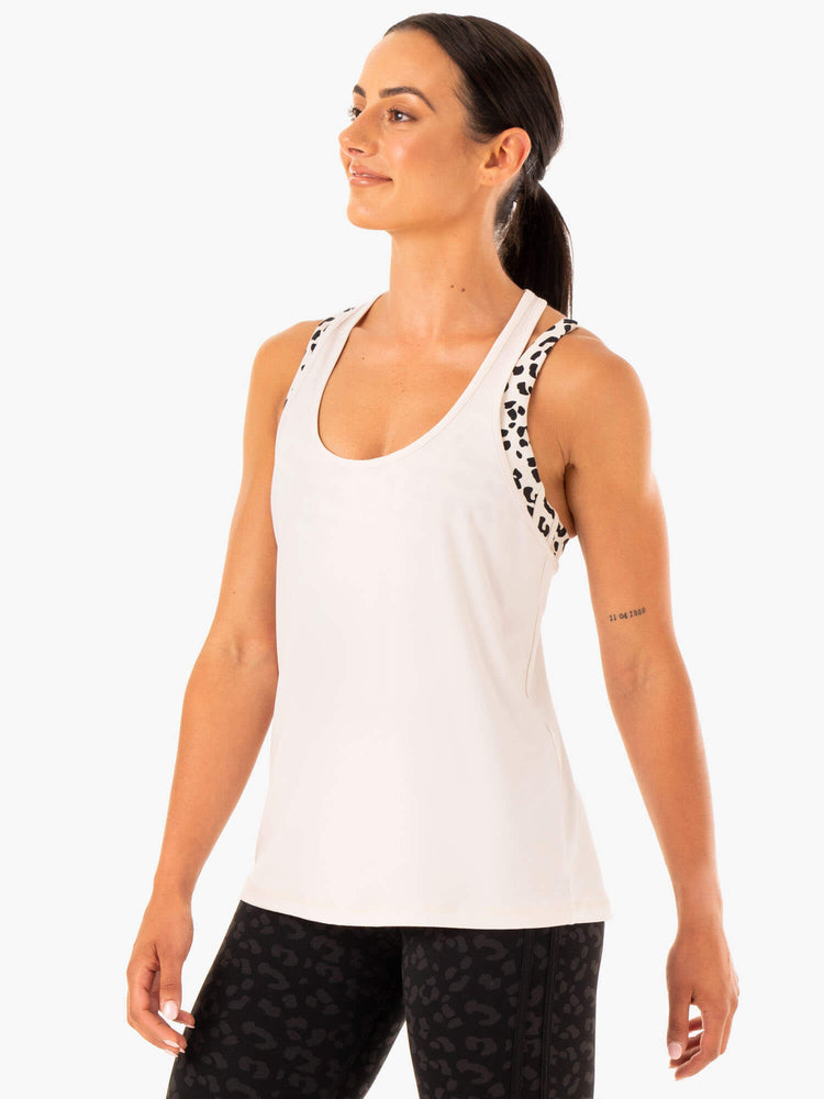 Tank Top Ryderwear Evolution Racer Back Mujer Blancos | PIHOK0293