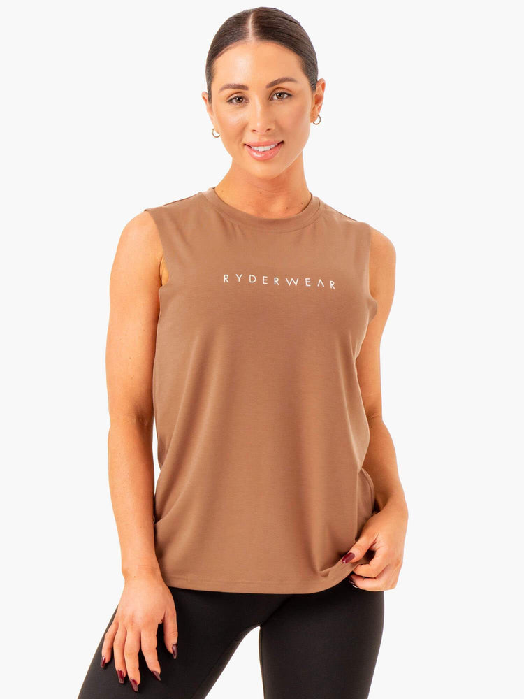 Tank Top Ryderwear Foundation Muscle Mujer Beige | CSPJT6725