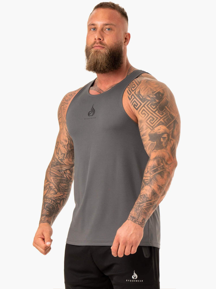 Tank Top Ryderwear Heighten Mesh Regular Hombre Grises | PWRTE2895