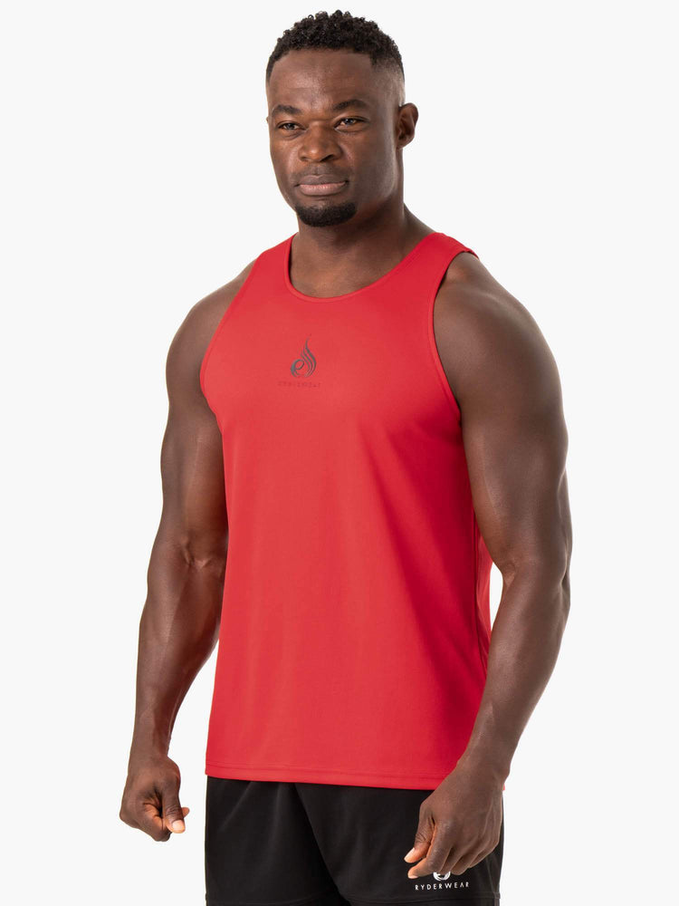 Tank Top Ryderwear Heighten Mesh Regular Hombre Rojos | WGZTS0175