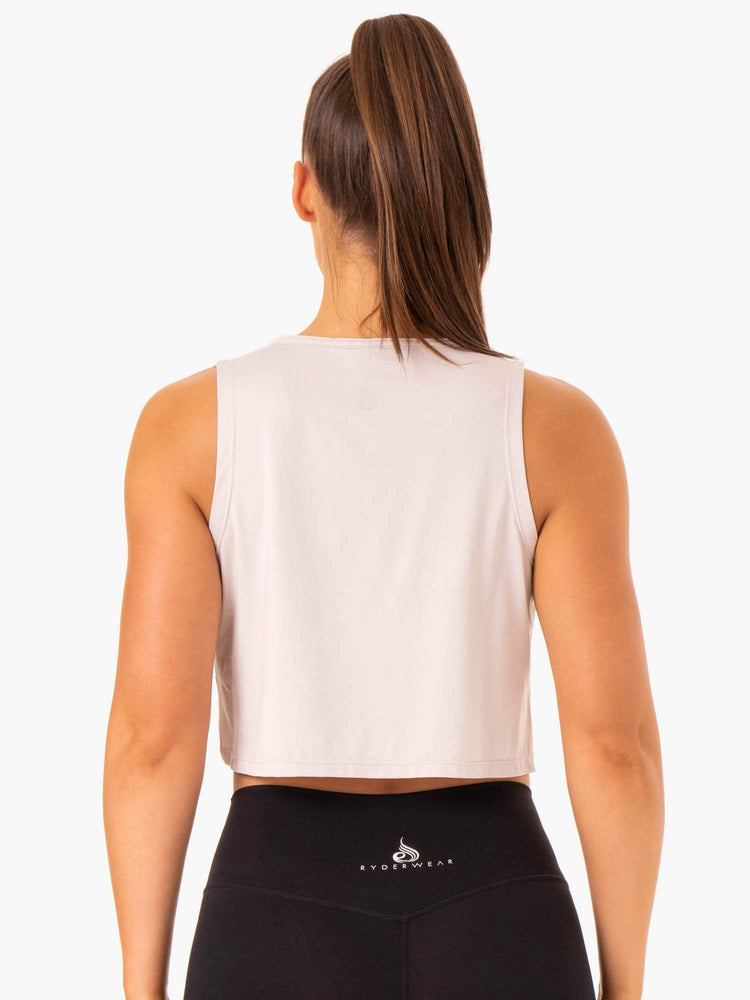 Tank Top Ryderwear Híbrido Muscle Mujer Blancos | QHKBV6457
