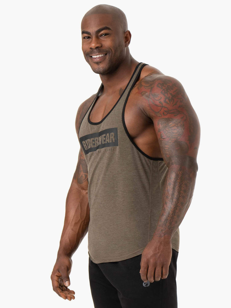Tank Top Ryderwear Iron Stringer T-Back Hombre Kaki | IKUBA6179