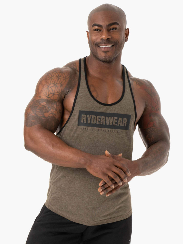 Tank Top Ryderwear Iron Stringer T-Back Hombre Kaki | IKUBA6179
