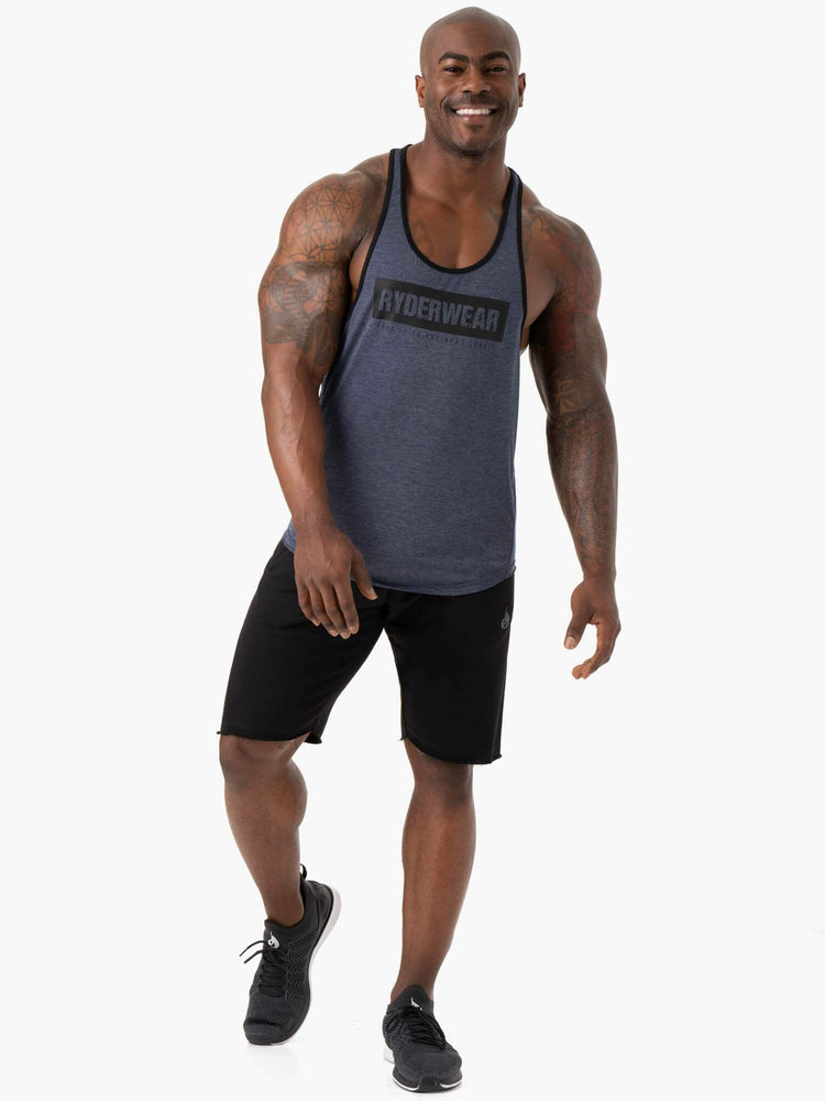 Tank Top Ryderwear Iron Stringer T-Back Hombre Azul Marino | IWETK6389