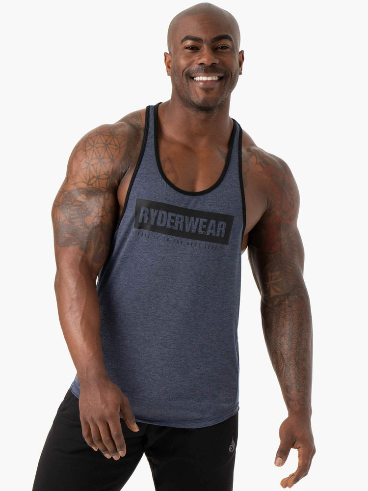Tank Top Ryderwear Iron Stringer T-Back Hombre Azul Marino | IWETK6389